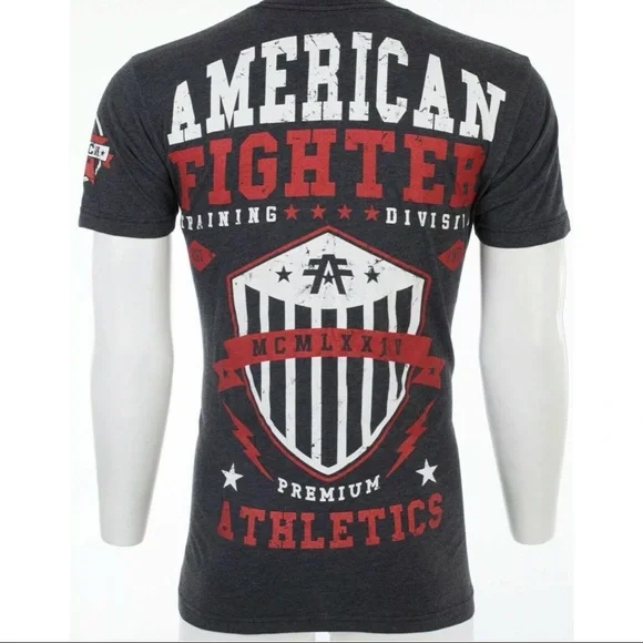 AMERICAN FIGHTER Dalton Black Red Athletic Fit Mens Crewneck T-shirt S-3XL NWT - Picture 7 of 9